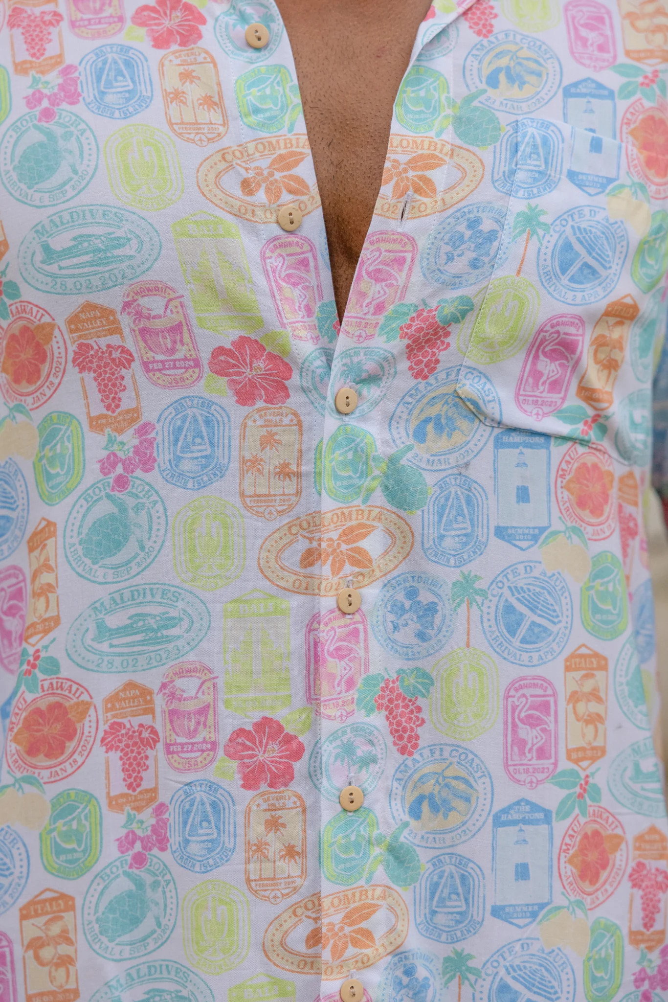 The Passport to Paradise - Short Sleeve Passport Print Hawaiian Shirt | Kenny Flowers