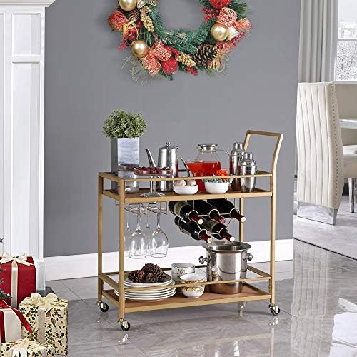 FirsTime & Co. Francesca Bar Cart, 32"H x 15"W x 12.25"D, Gold | Amazon (US)