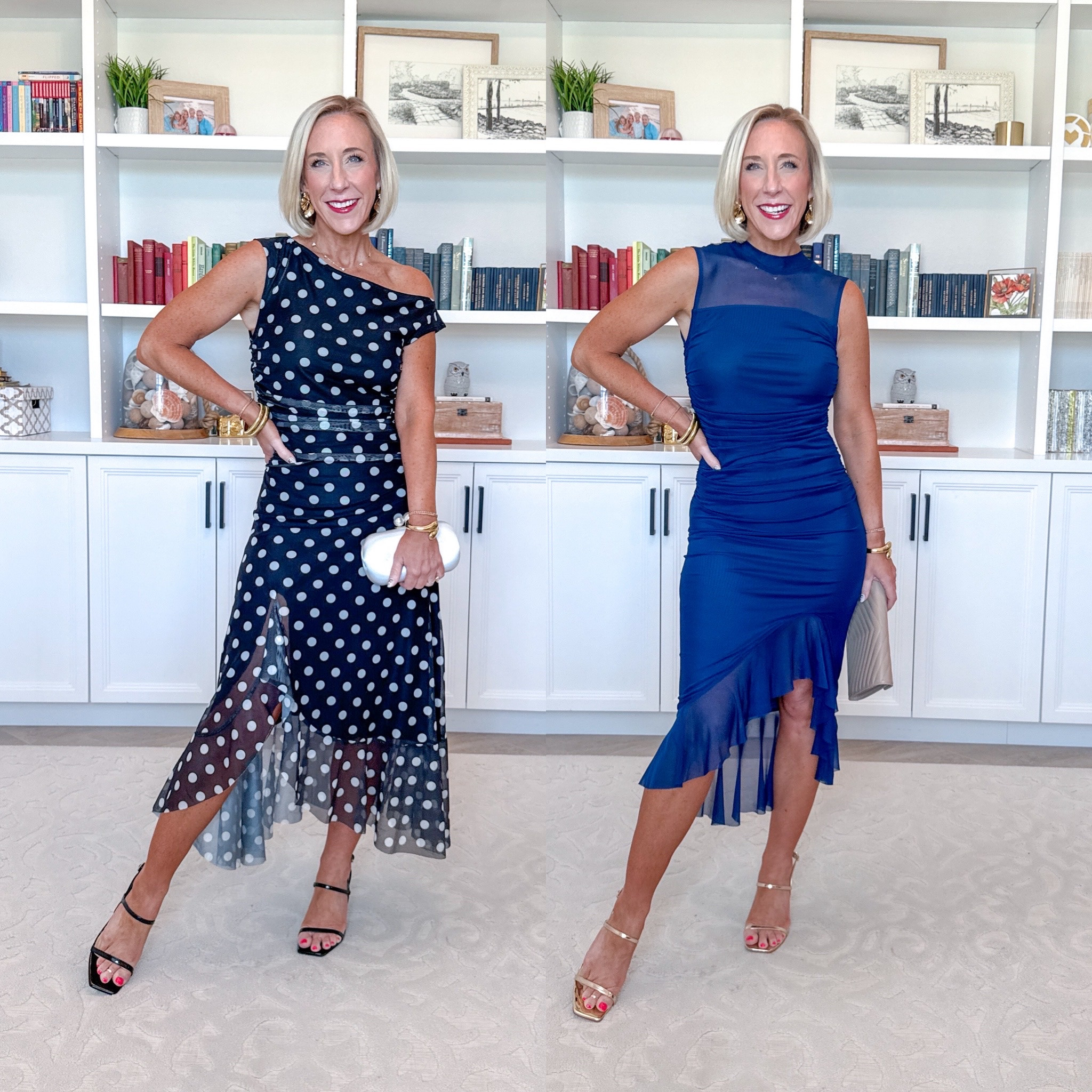 Amazon - wedding and special occasion dresses * Polka Dot One Shoulder Asymmetrical Ruched Mesh Maxi Dress - size small. 6 colors. Bodycon Ruched Sleeveless Ruffle Hem Mesh Dress - size small. 7 colors. 

#LTKOver40#LTKSeasonal#LTKWedding 

 