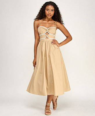 Juniors' Tie Shoulder Twisted Front Midi Dress | Macy's