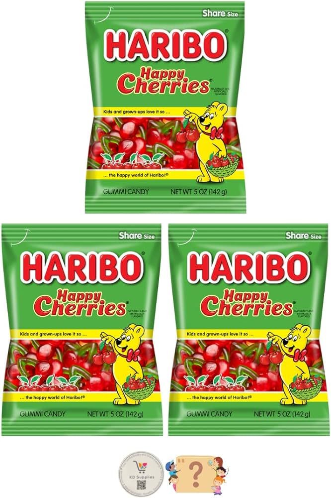 Haribo Gummi Candy - Soft & Chewy Delicious Gummies, (Pack of 3) 5 oz Share Size Peg Bags + Bonus... | Amazon (US)
