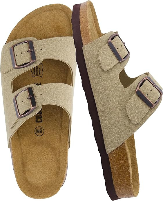 CUSHIONAIRE Lane Cork Footbed Sandals for Women – Comfortable Double Buckle Slip-On with Genuin... | Amazon (US)
