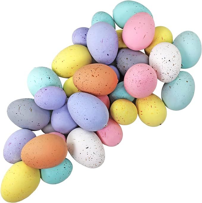 Winlyn 32 Pcs Assorted Faux Foam Easter Eggs Speckled Eggs Decorative Pastel Easter Eggs for DIY ... | Amazon (US)