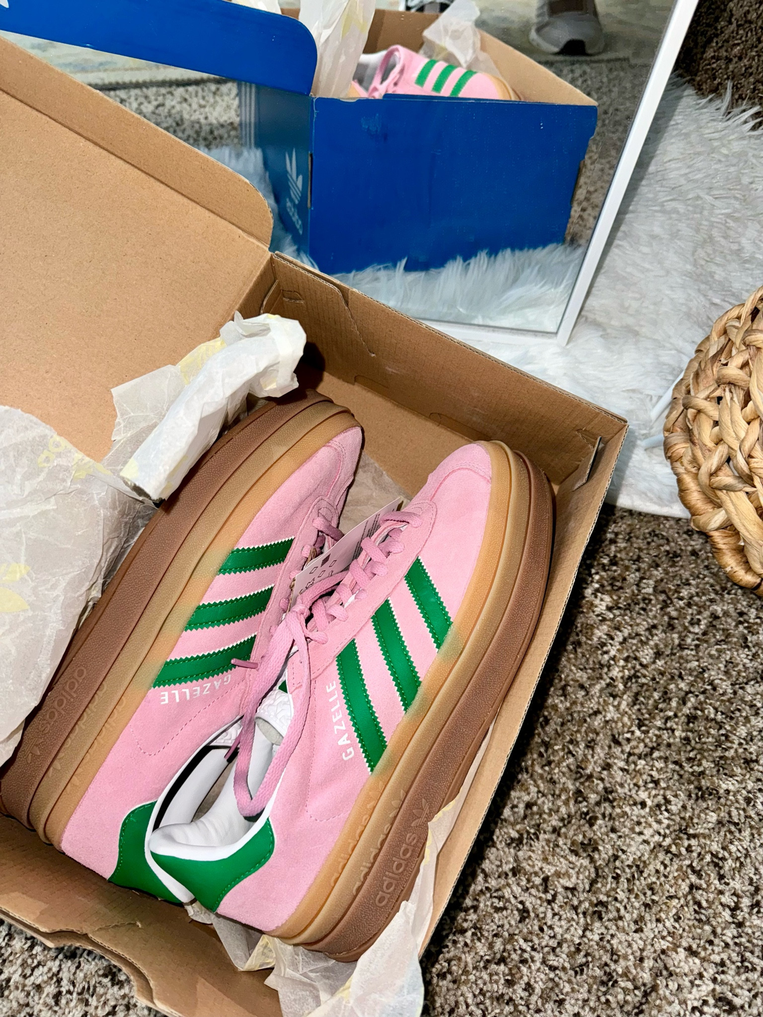 this color combination is a 10/10! I went down a half size and they fit perfectly. 

Adidas gazelle, pink, green, spring shoes 

#LTKstyletip #LTKshoecrush