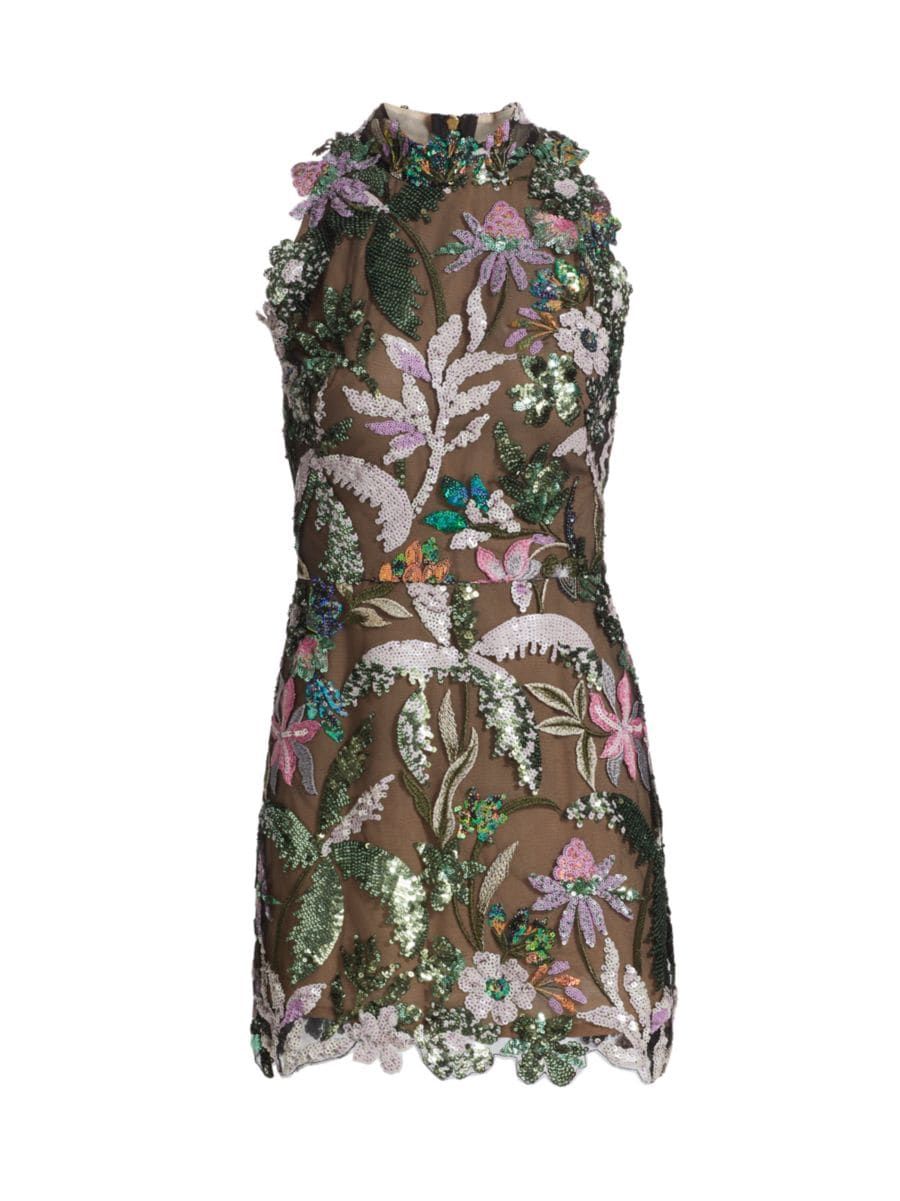 Leona Floral Embroidered Minidress | Saks Fifth Avenue