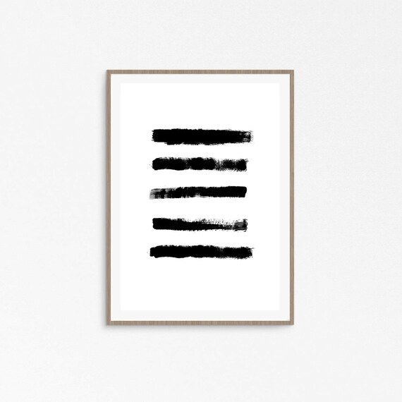 Scandinavian modern, Brush Stroke Print, Black and White Abstract, Printable Instant Download, Mo... | Etsy (US)