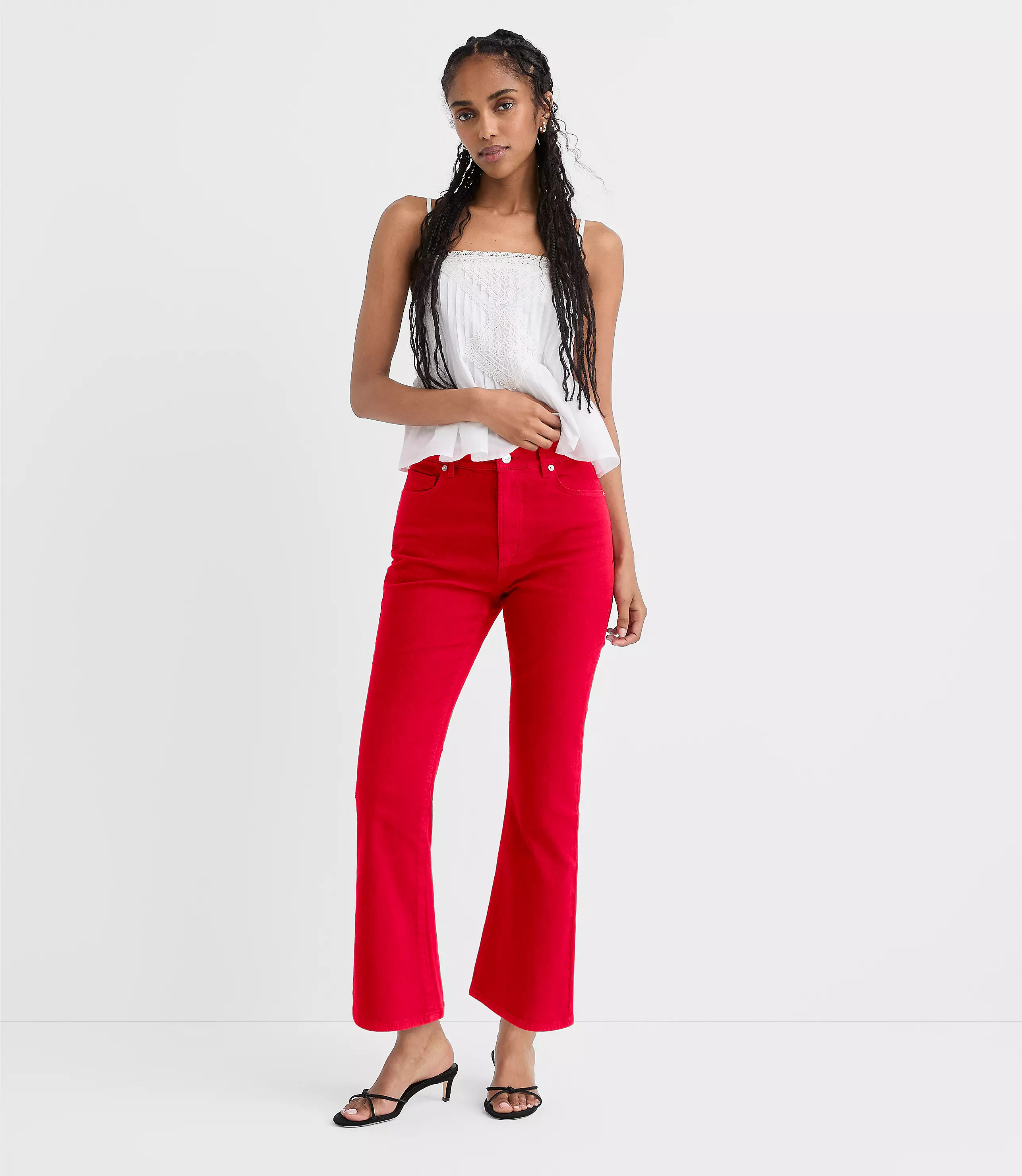 Rivete High Rise Kick Crop Jeans in Maple Cherry | LOFT