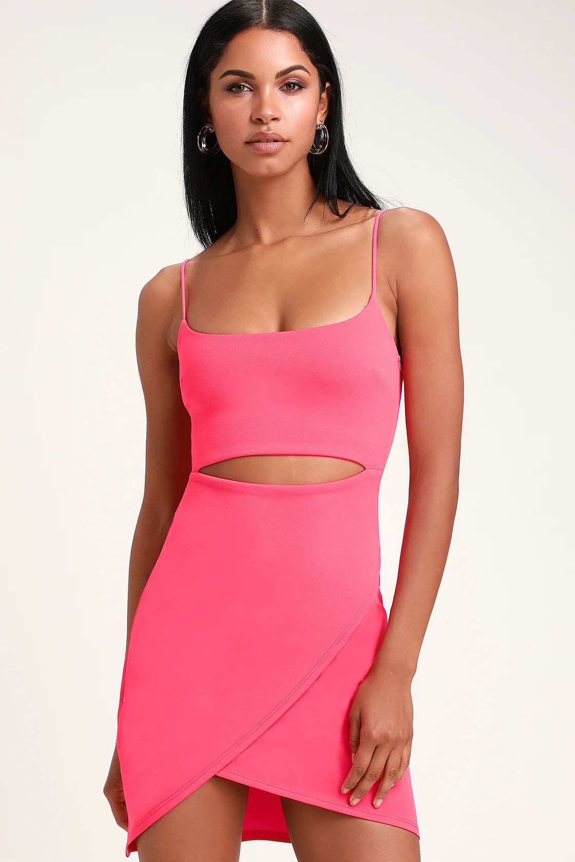 Cutout On The Town Hot Pink Cutout Bodycon Dress | Lulus (US)