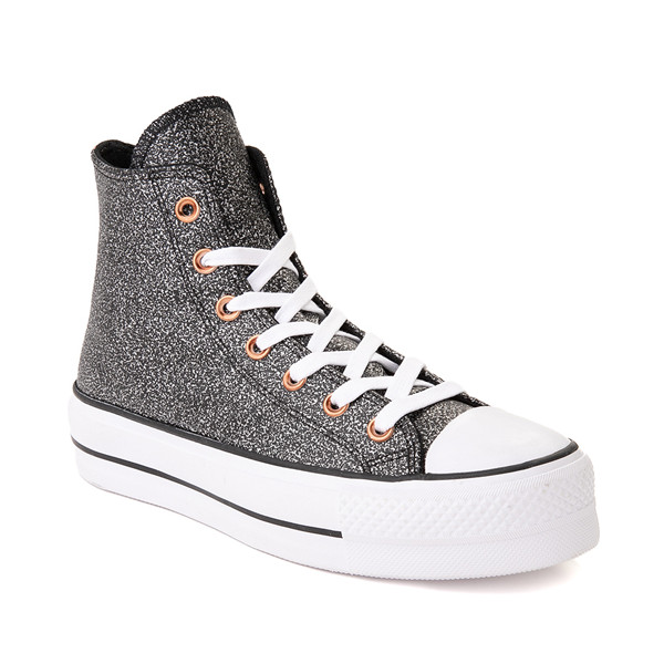 Womens Converse Chuck Taylor All Star Hi Lift Forest Glam Glitter Sneaker - Black / Copper / Whit... | Journeys