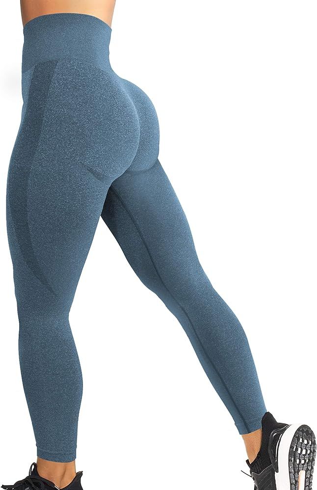 YEOREO Women High Waist Workout Gym Smile Contour Seamless Leggings Yoga Pants Tights | Amazon (US)