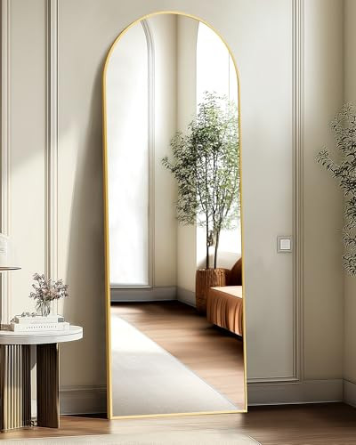 TRAHOME Arched Full Length Mirror, 56"x15" Standing Body Mirror for Wall, with Aluminum Alloy Frame for Bedroom, Living Room, Dressing Room(Gold) | Amazon (US)