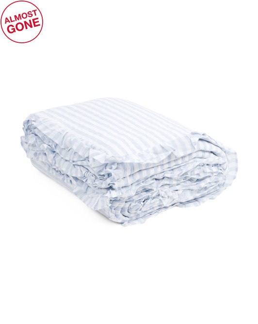 Linen Blend Striped Ruffle Duvet Set | TJ Maxx