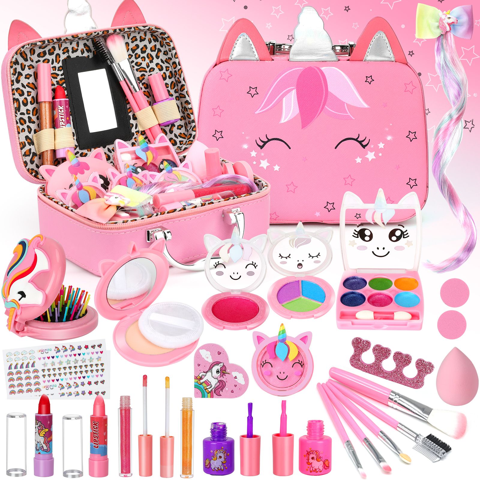 Kids Makeup Set for Girls, Sendida Real Washable Makeup Toy for Little Girl Princess Play Make Up... | Walmart (US)
