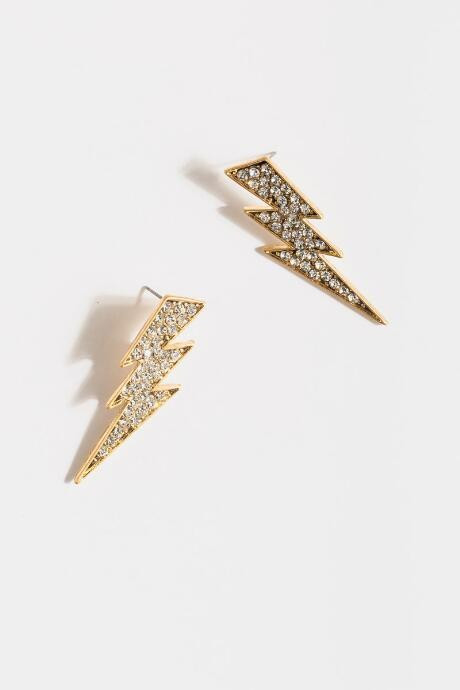 Stella Pavé Lightning Bolt Studs - Gold | Francesca’s Collections