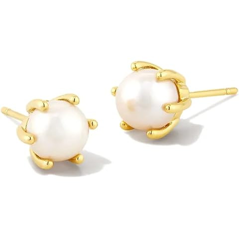 Barzel 18K Gold Plated Caged Pearl Stud Earrings, 6MM - Made In Brazil | Amazon (US)