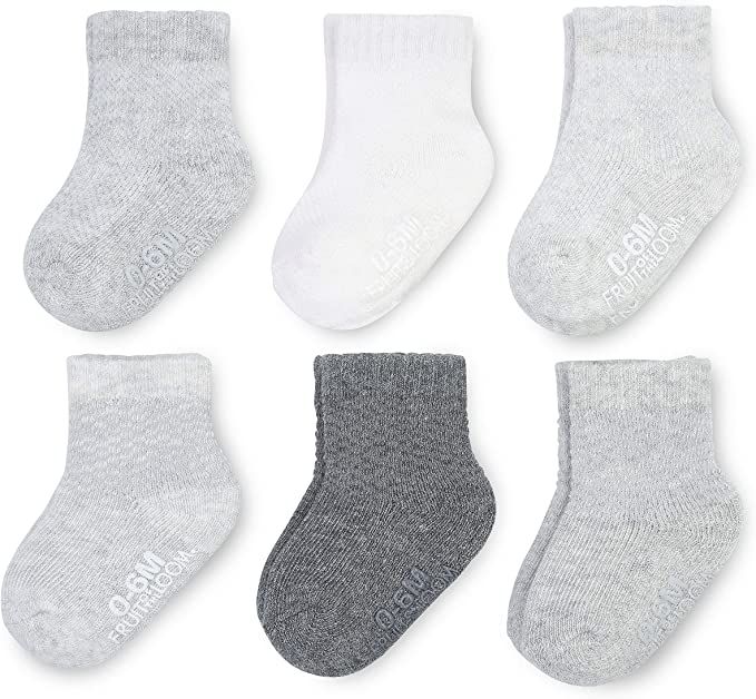 Fruit of the Loom Baby 6-Pack All Weather Crew-Length Socks, Mesh & Thermal Stretch - Unisex, Gir... | Amazon (US)