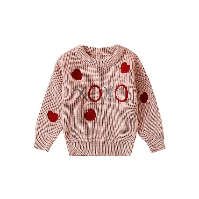 Canis Valentine’s Day Sweaters for Baby Girls with Long Sleeves and Heart Embroidery | Walmart (US)