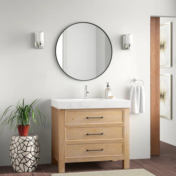 Amyann 36'' Single Bathroom Vanity with Engineered Marble Top with Mirror | Wayfair North America