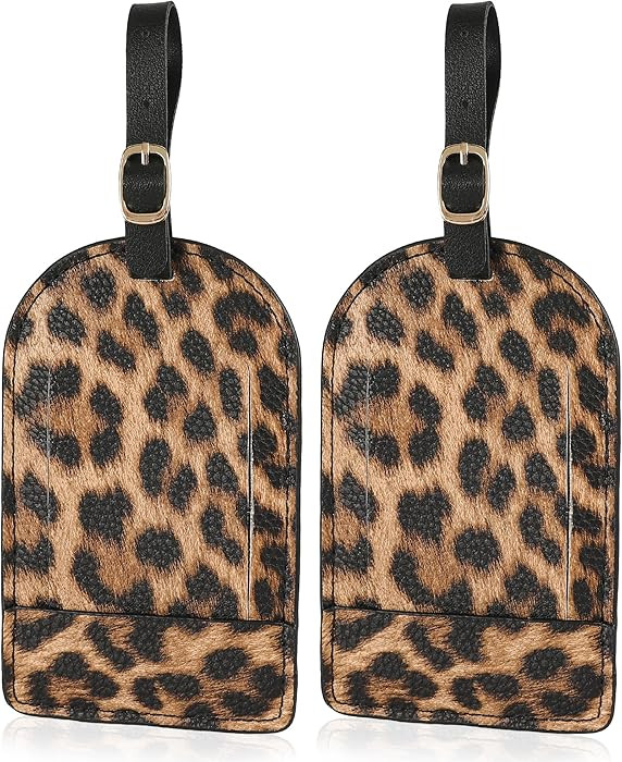 Vegan Leather Luggage Tags for Suitcase Tag Set Privacy Protection with Identifie Name Lable ID C... | Amazon (US)