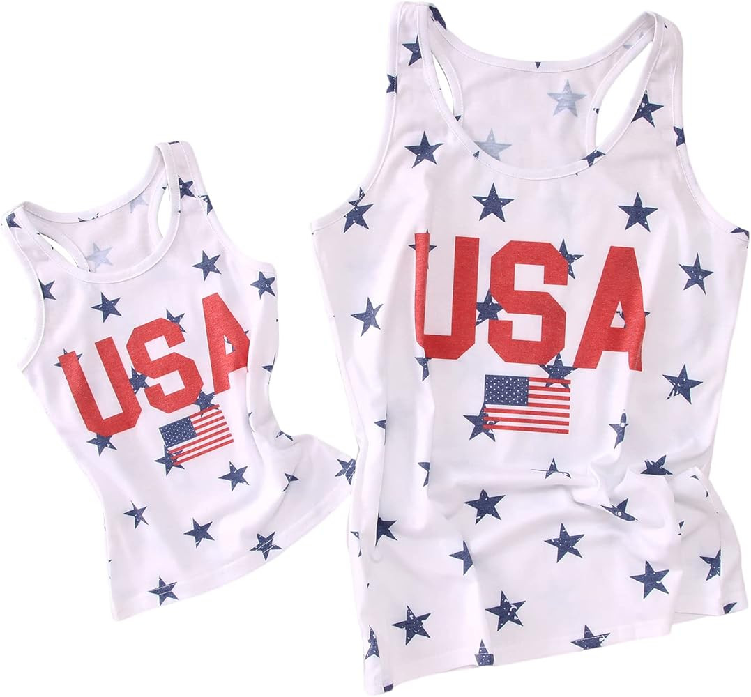 4th of July Tank Top for Women Kids USA American Flag Family Matching Outfits Girls Boy Sleeveles... | Amazon (US)