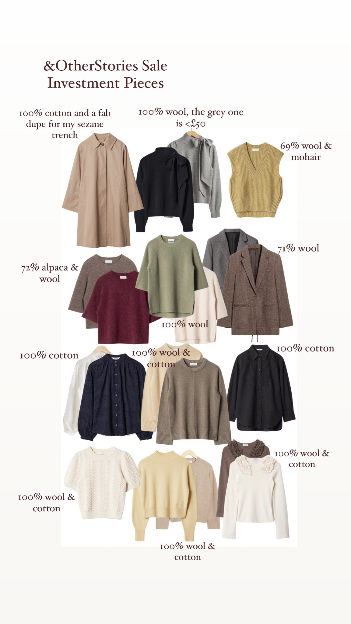 &otherstories, wool jumper, cotton shirt, high quality, trench coat, sezane trench dupe, investment piece, sustainable clothing, sale 

#LTKSeasonal #LTKfindsunder50 #LTKeurope