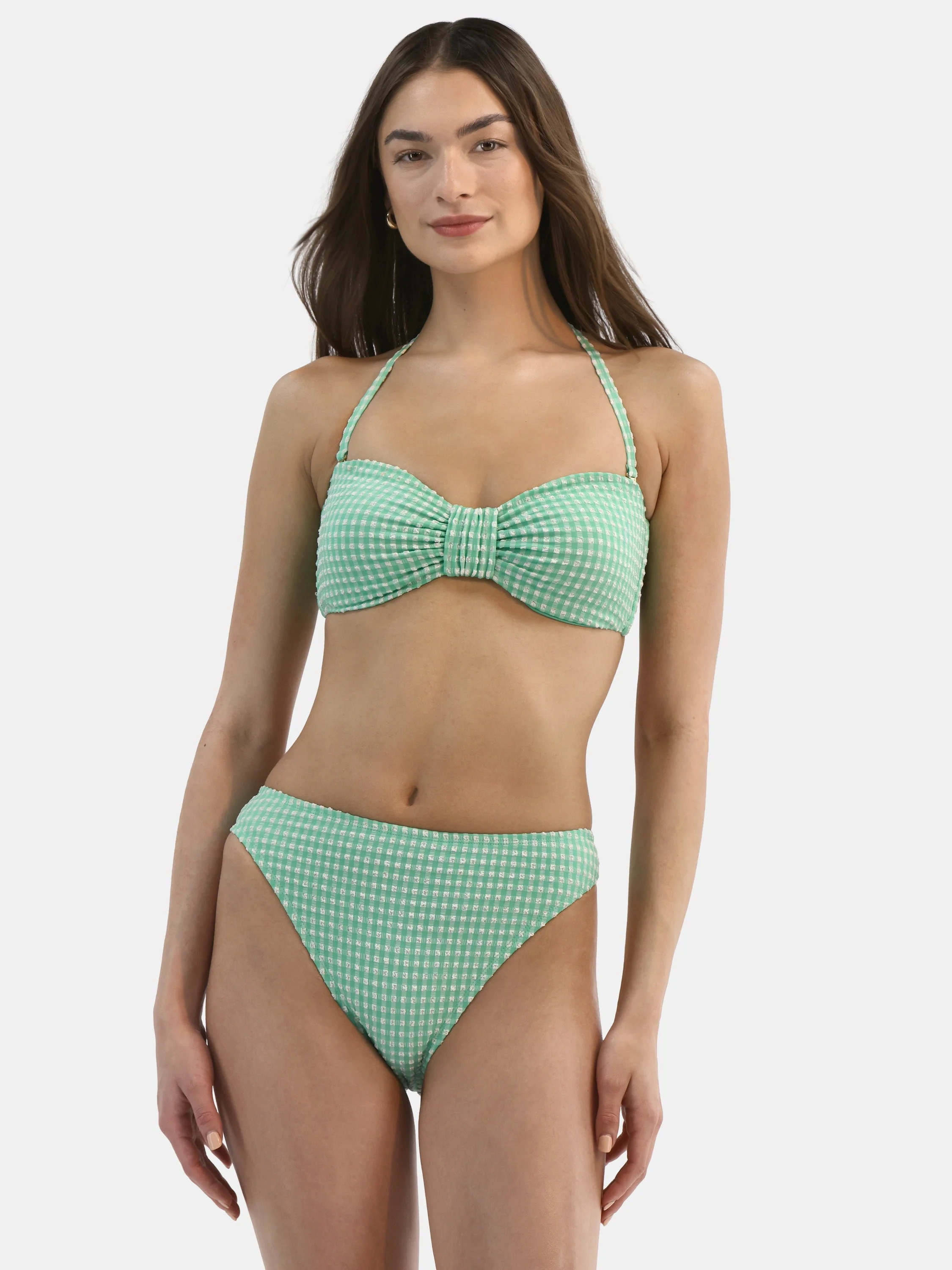 Time and True Women's and Women's Plus Gingham Bandeau Bikini Top, Sizes XS-3X | Walmart (US)
