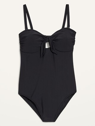 Tie-Front Keyhole Bandeau-Style One-Piece Swimsuit for Women | Old Navy (US)
