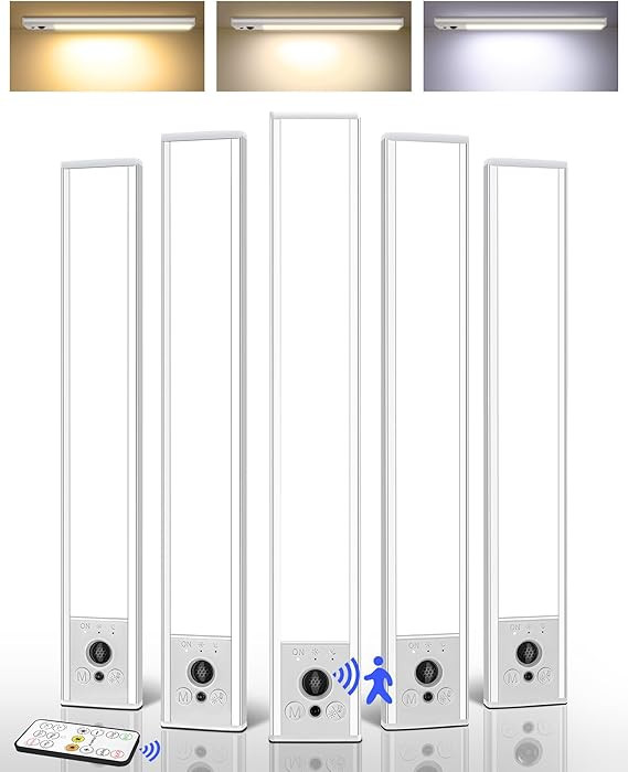 EZVALO 5 Pack Under Cabinet Lighting, 3200mAh Rechargeable Motion Sensor Light, 12inch Magnetic C... | Amazon (US)