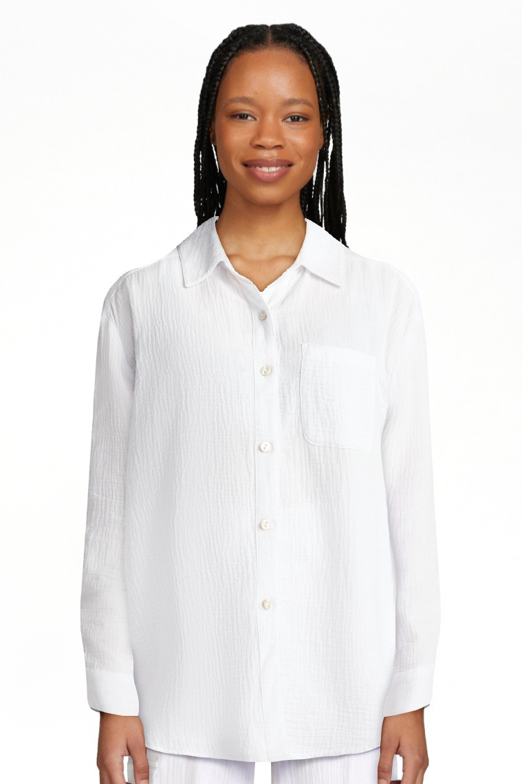 Time and Tru Women's and Women's Plus Cotton Button Up Coverup Shirt, Sizes XS-3X | Walmart (US)