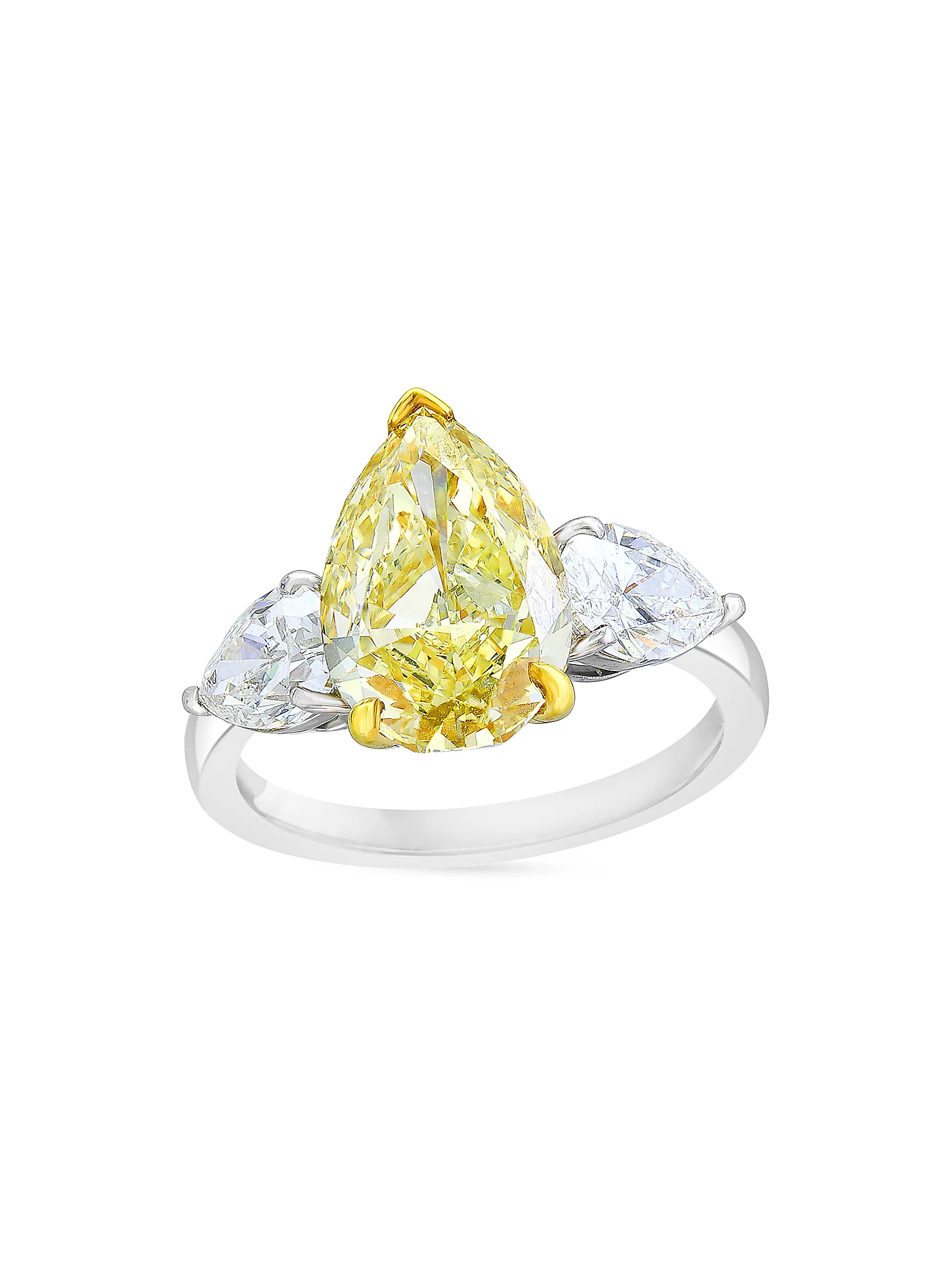 Platinum, Fancy Yellow Diamond & 1.58 TCW Diamond Ring | Saks Fifth Avenue