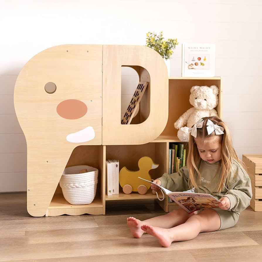 OOOK Montessori Bookshelf with Elephant Shape, 2-Shelf Toddler Bookshelf, Montessori Shelf and To... | Amazon (US)