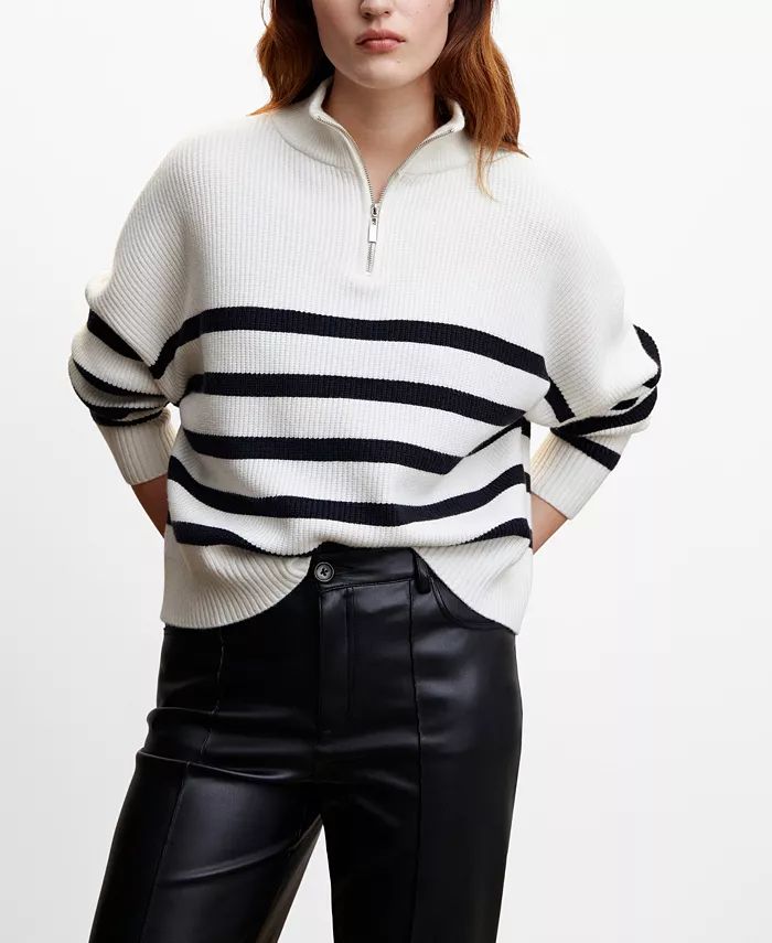 Women's Striped Zipper Sweater | Macys (US)