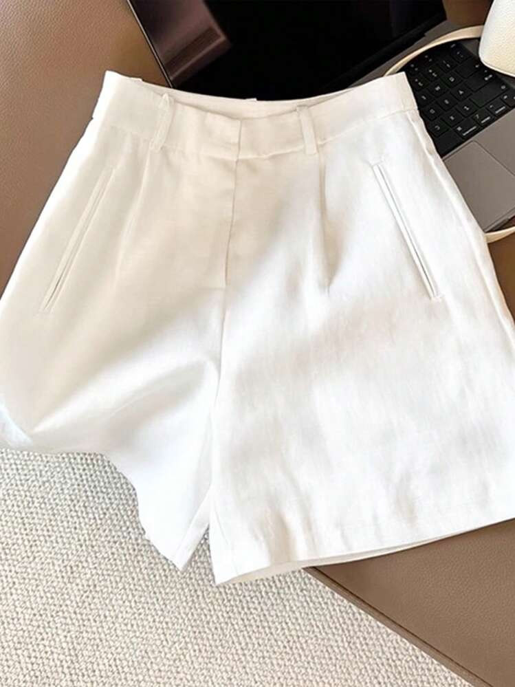 Airaco White Loose High Waist Casual Shorts Women, Slimming Wide Leg Shorts | SHEIN