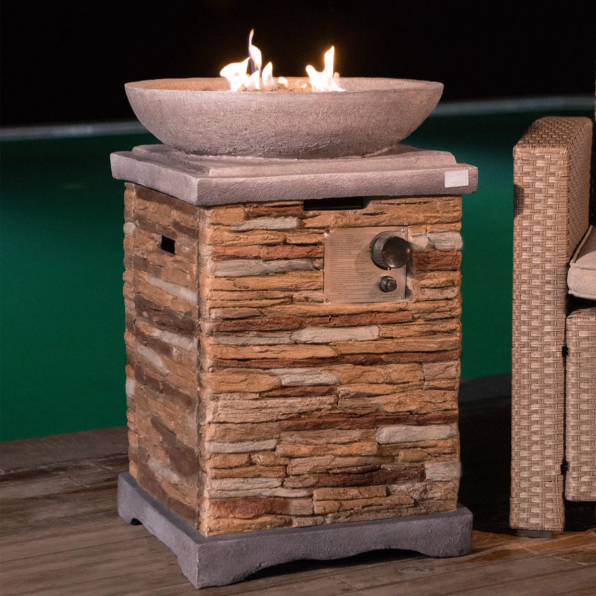 Scriber Square Concrete Propane Smokeless Fire Column | Wayfair North America