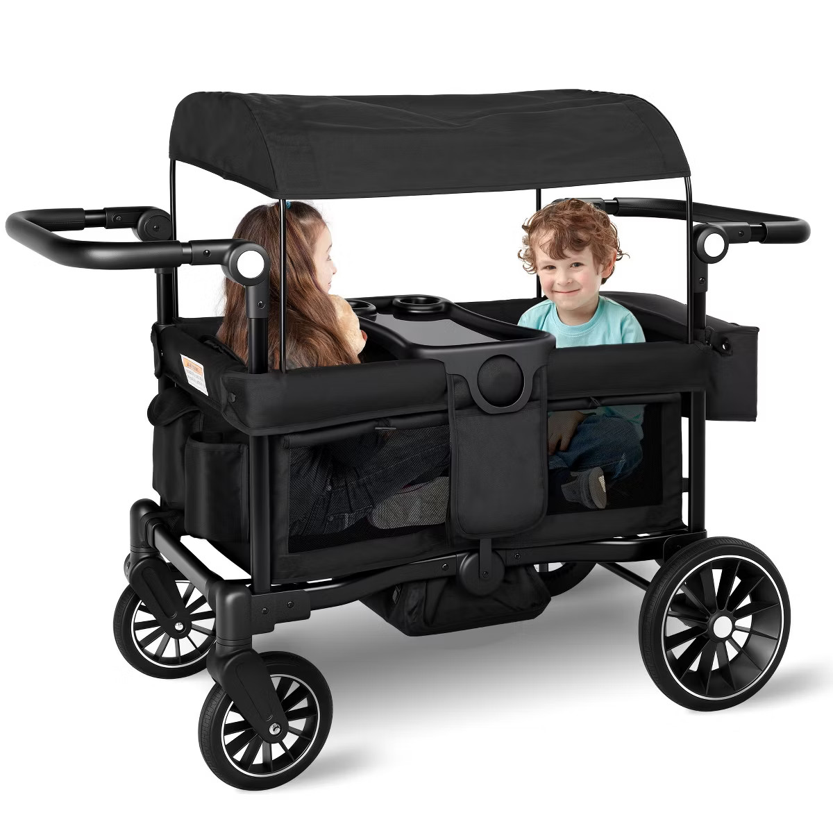 Folding Wagon Stroller for 2 Kids, Adjustable Handle, All-Terrain Shock-Absorbing Wheel, Detachab... | Target