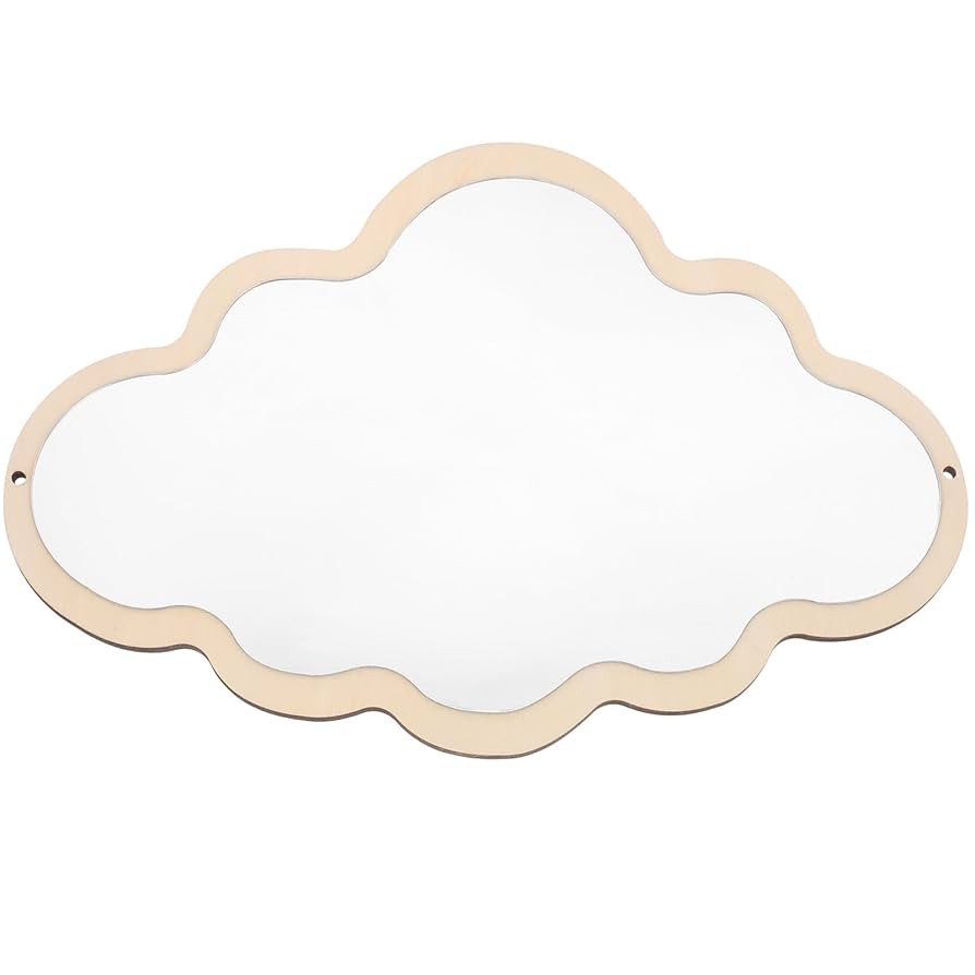 FRCOLOR Cloud Shape Wooden Mirror Shatterproof Decoration Hanging Mirror for Nursery, Bedroom, an... | Amazon (US)