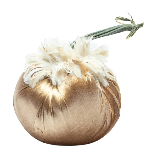Feathered Velvet Pumpkin, Brass | Maisonette