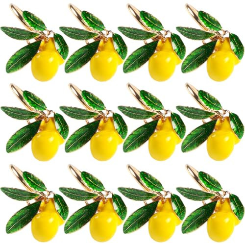 Tverghvad Lemon Napkin Rings Set of 12, Lovely Yellow Decorative Fruit Lemon Napkin Ring Holder for Wedding, Dinner Party, Summer Holiday, Table Decorations, Lemon Gold | Amazon (US)