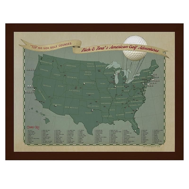 Top 100 US Golf Courses Personalized Push Pin Travel Map, Golf Course Map - Track Your Golfing Ad... | Amazon (US)