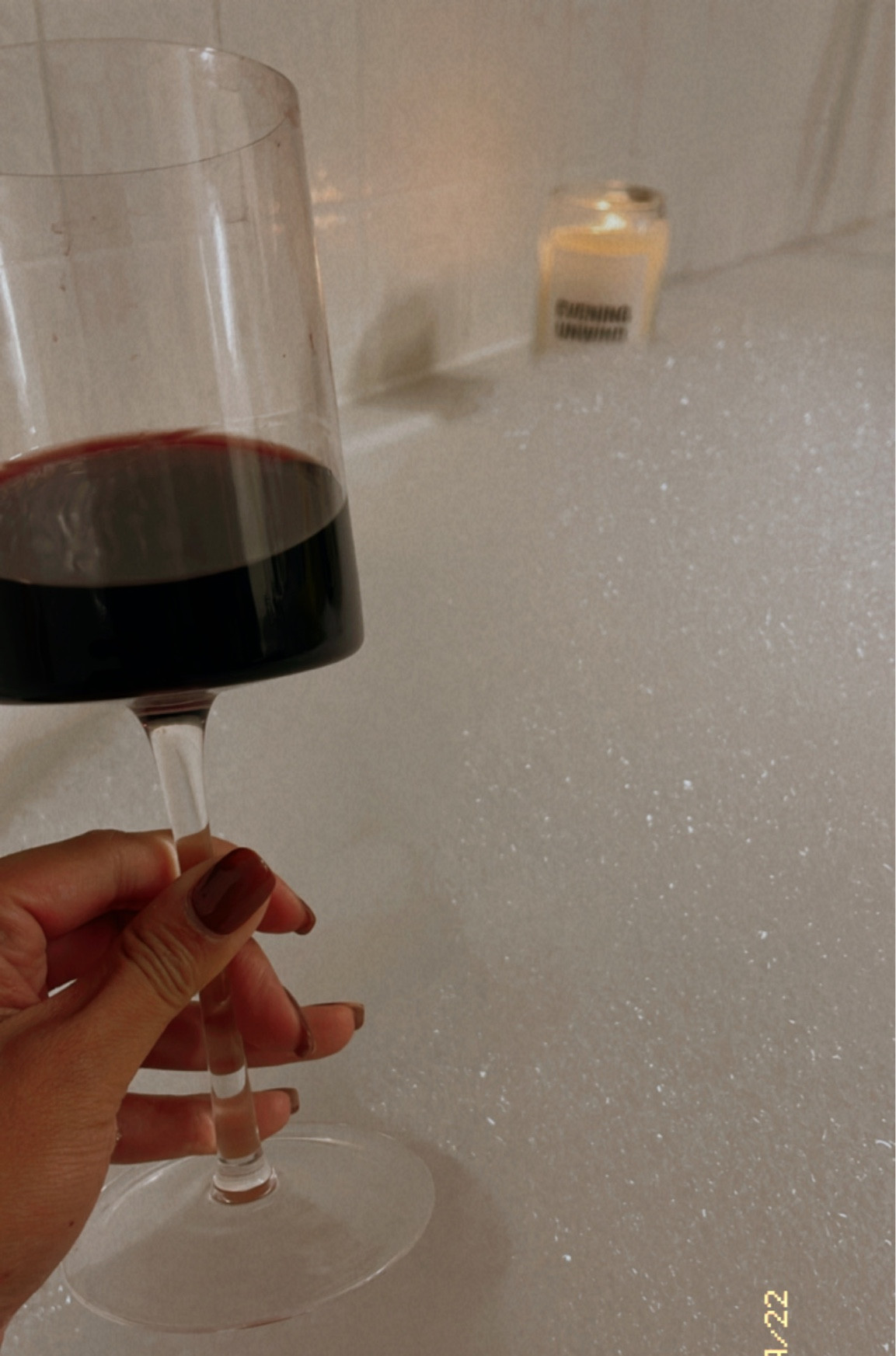 wine glass, candle and lavender bubbles for a relaxing night 

#LTKhome #LTKSeasonal #LTKunder50