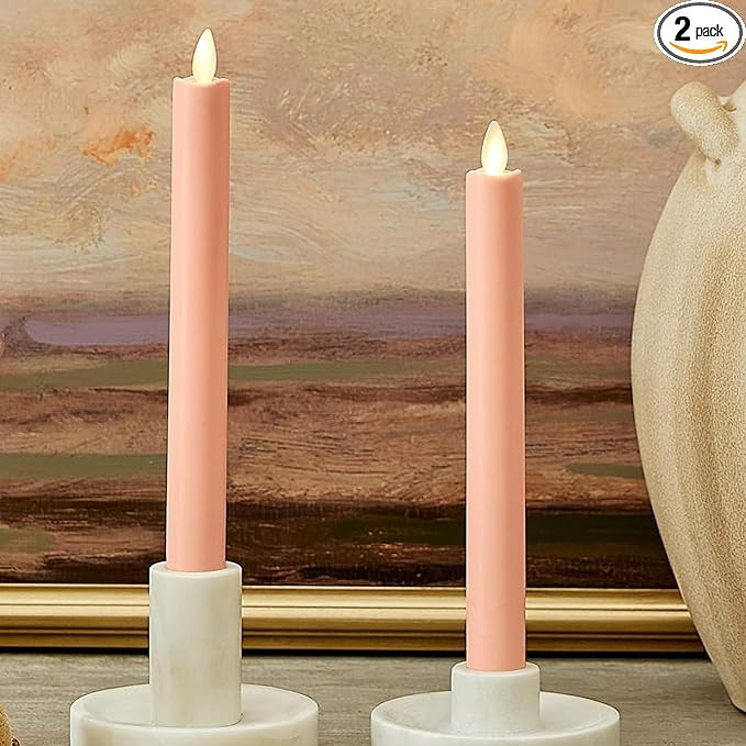 Luminara - Flameless Battery Operated Taper Candle - Mellow Peach - Pack of 2-1x9.75 - LED Flicke... | Amazon (US)