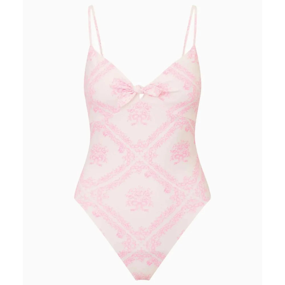LoveShackFancy Women's Zyra One-Piece Toile Swimsuit, Ivory Heirloom | Shop Simon