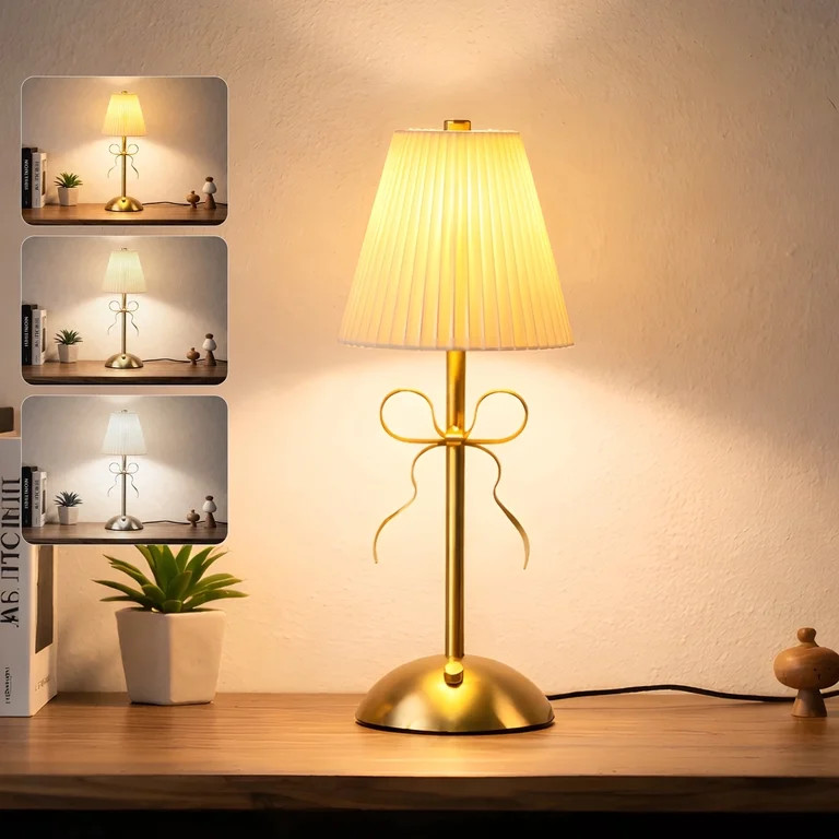 LAFAYTTE Cordless Bow Table Lamp with Fabric Shade 3 Colors Dimmable Modern Decorative Bedside Li... | Walmart (US)