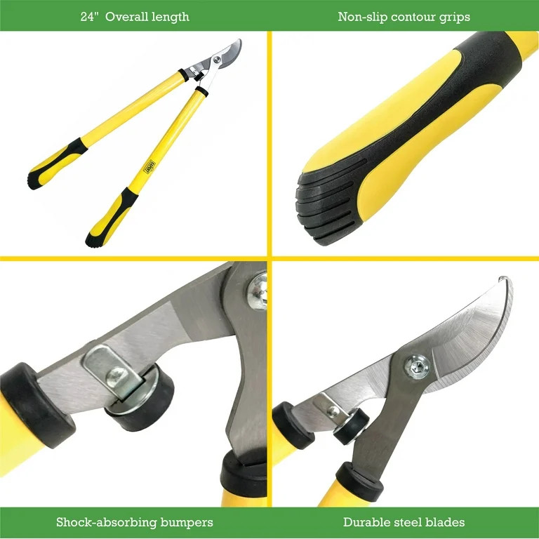 Expert Gardener 24 inch Steel Bypass Lopper, 1" Cutting Capacity in Black and Yellow | Walmart (US)