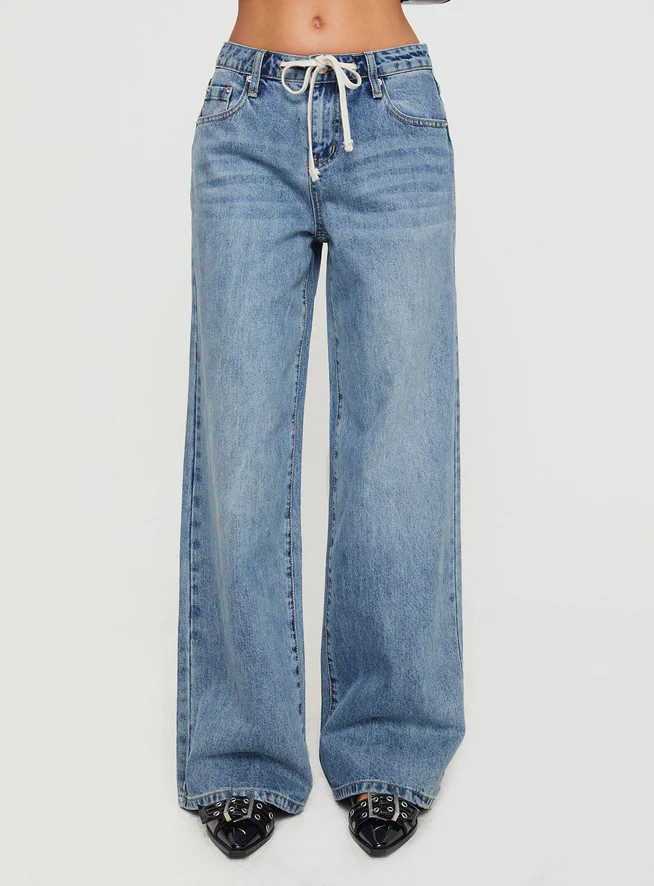Mellowed Out Slouchy Jeans Mid Blue | Princess Polly US