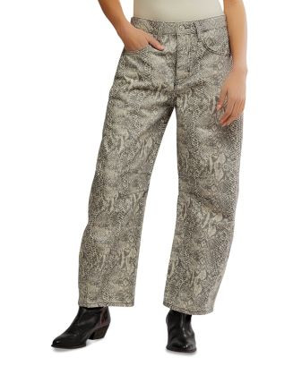 Free People We The Free Good Luck Leopard Barrel Leg Jeans in Snake Combo  | Bloomingdale's Women | Bloomingdale's (US)