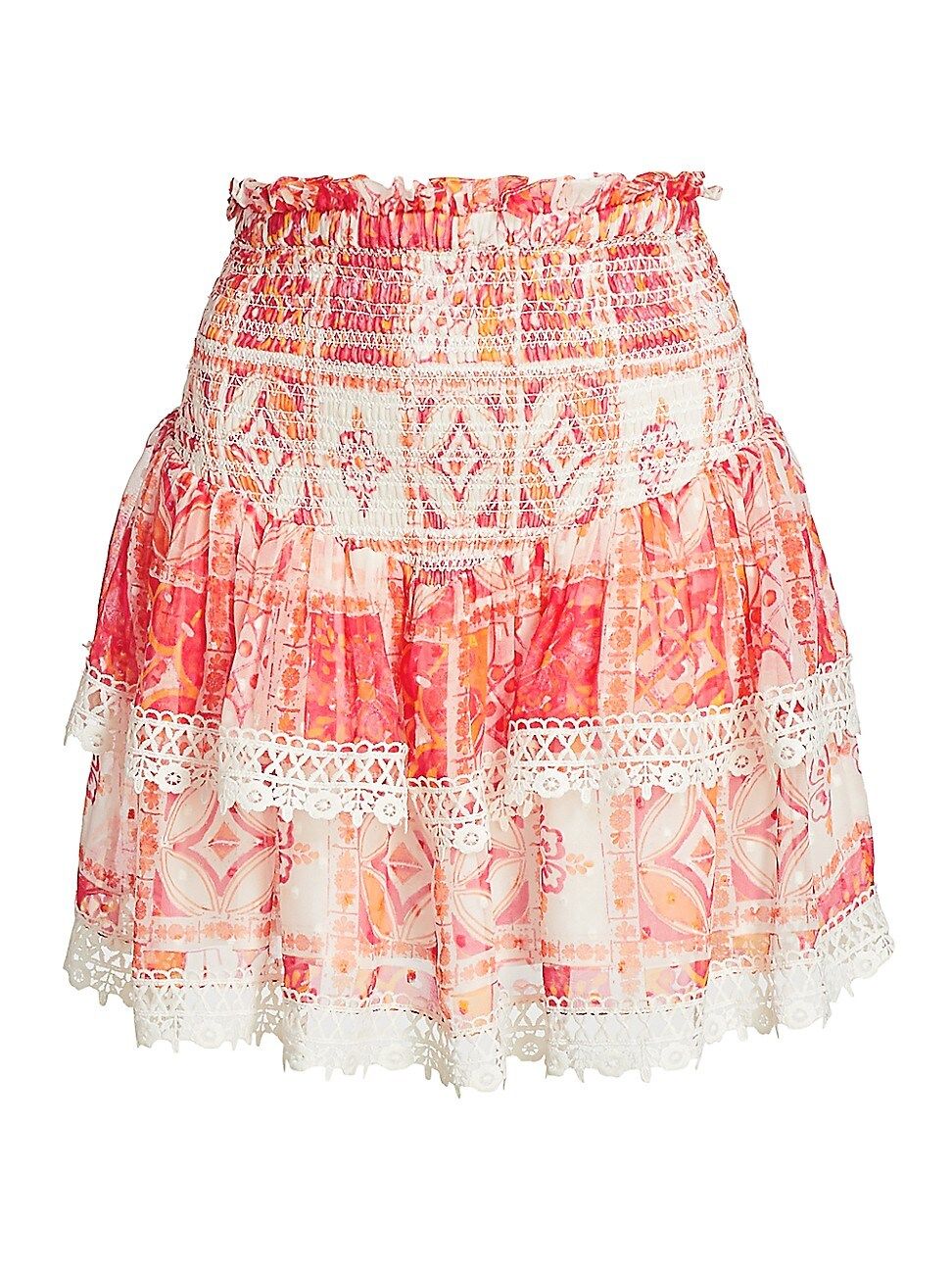 Hemant & Nandita Women's Costal Printed Ruffle Mini Skirt - Pink - Size Medium | Saks Fifth Avenue