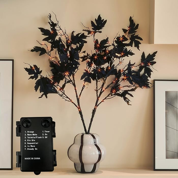 Black Tree Branches with Lights 32IN Battery Operated with Timer, Lighted Halloween Maple Branche... | Amazon (US)