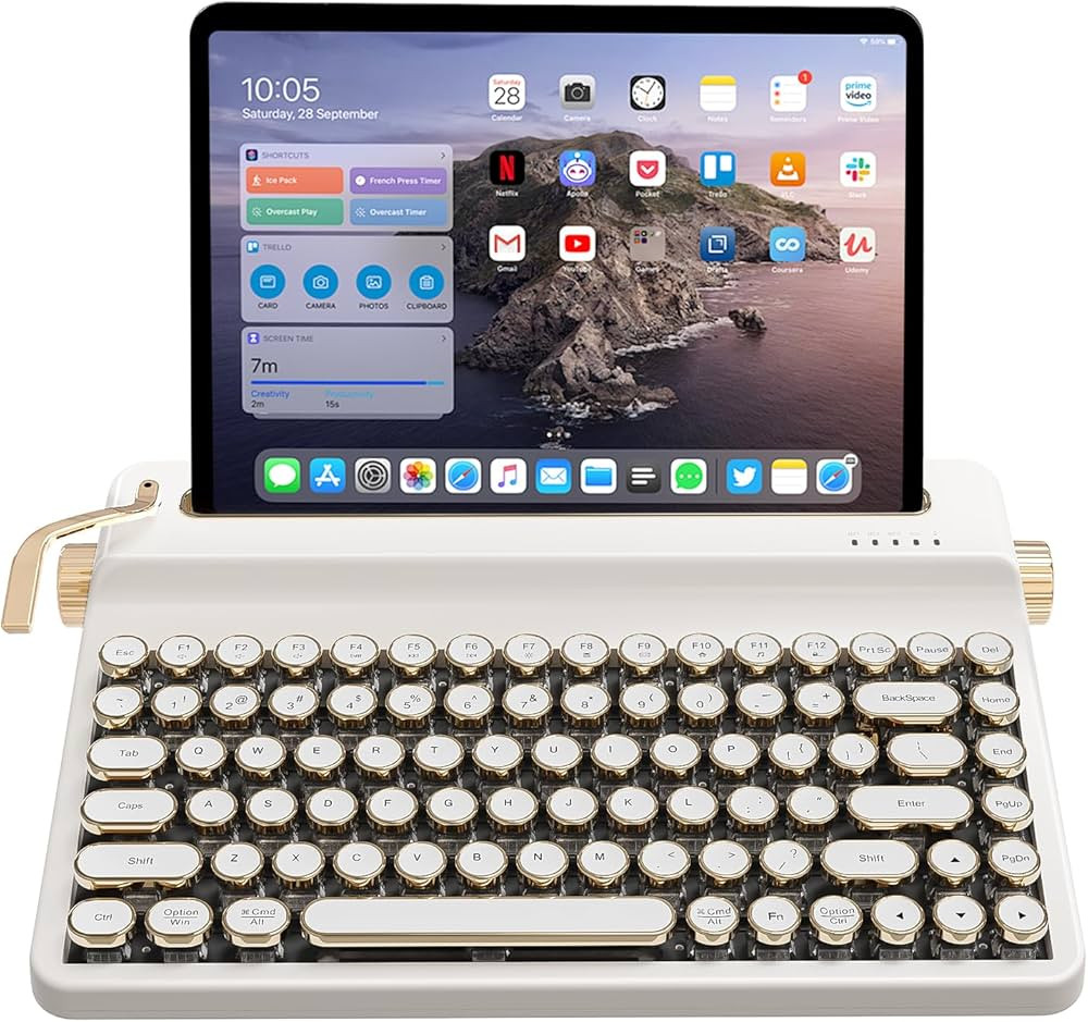 YUNZII QL75 Wireless Typewriter Keyboard Hot Swappable Retro Mechanical Keyboard, Punk Round Keyc... | Amazon (UK)