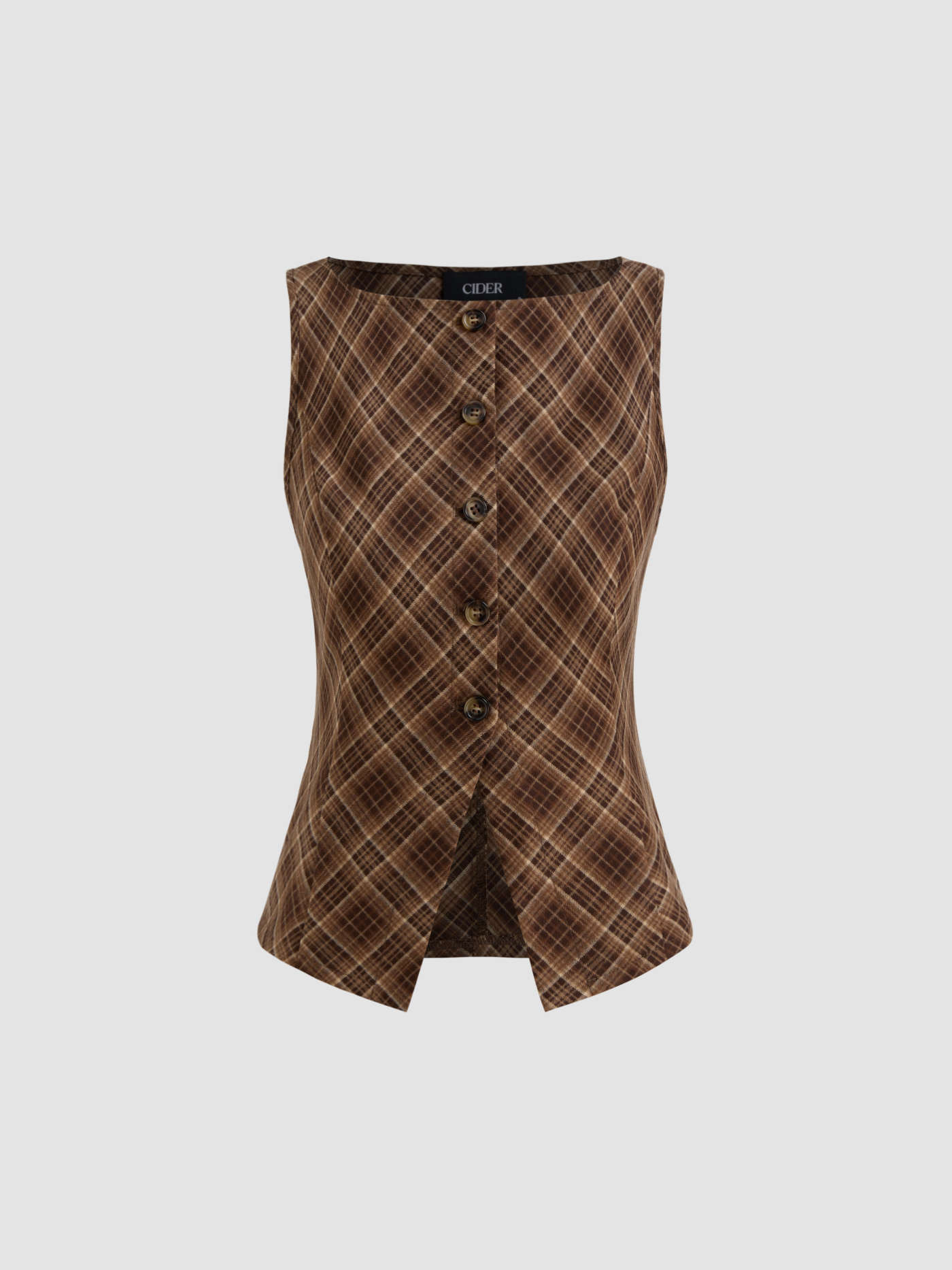 Boat Neck Check Button Tank Top | Cider